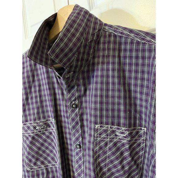 Michael Brandon‎ Button Up Shirt Men’s Sz XL Purple Black White Long Sleeve - Picture 1 of 8